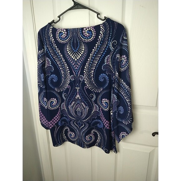 Chicos Woman 1(8-10) Blouse Blue Polka Dot 3/4sleeve Pullover Business Office... - Picture 7 of 7